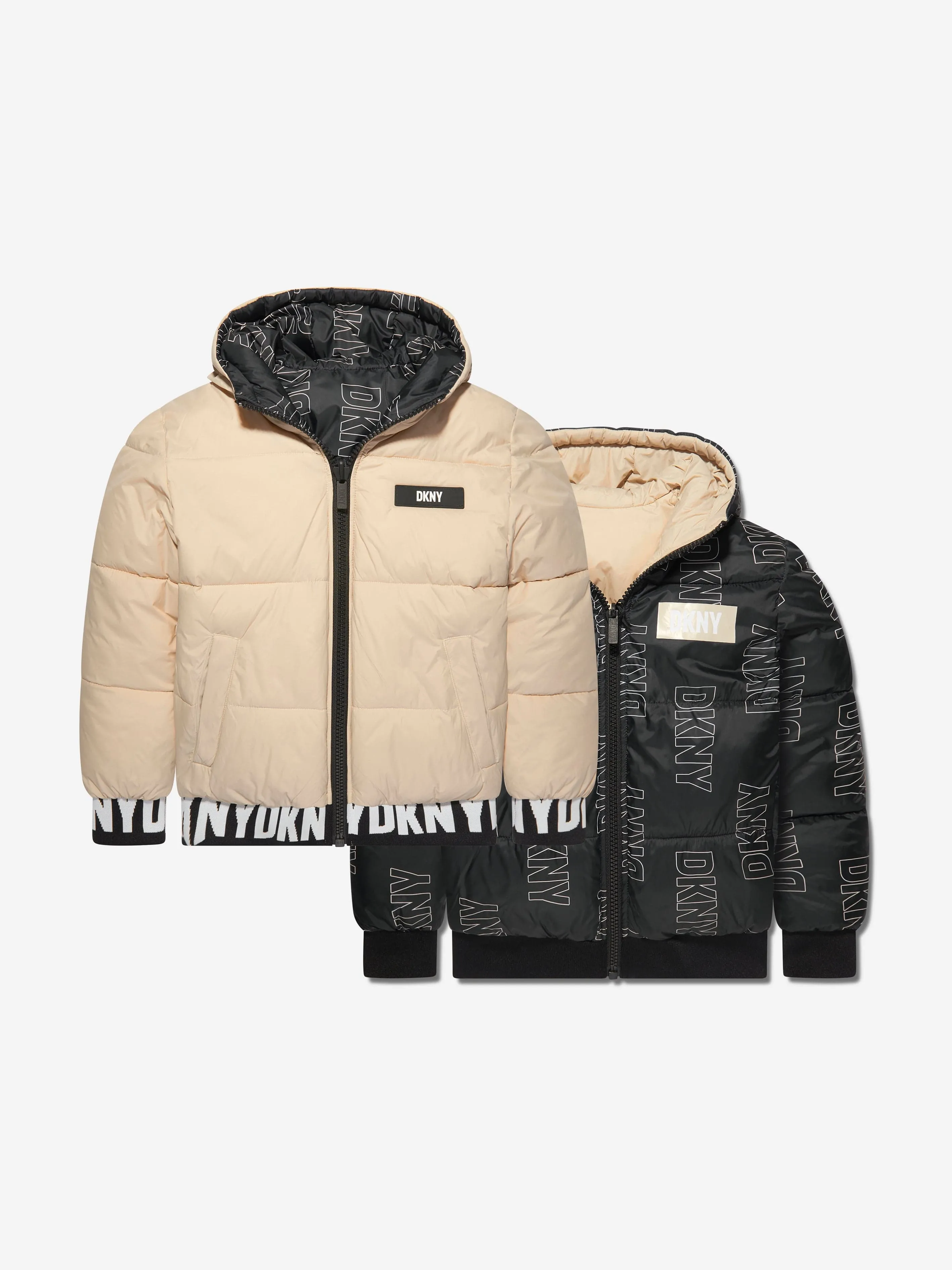 DKNY Kids Reversible Puffer Jacket in Black