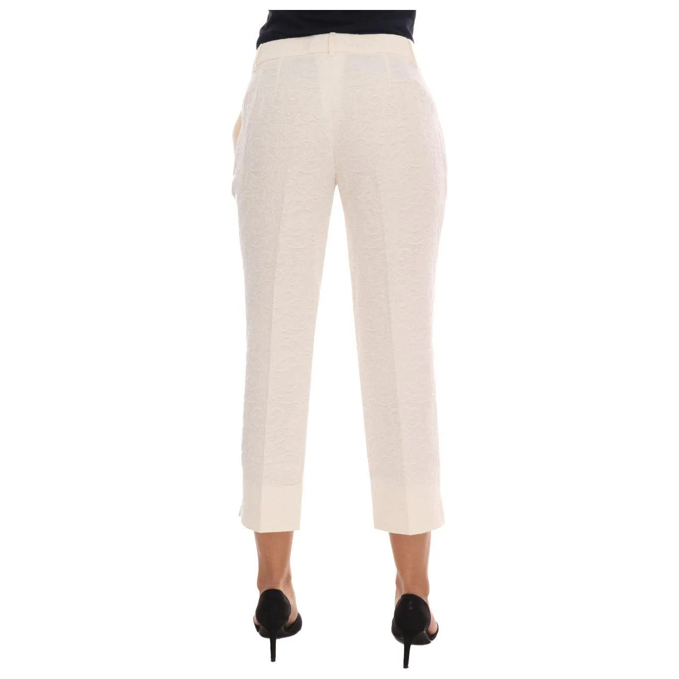 Dolce & Gabbana Elegant White Capri Pants - Cotton & Silk Blend