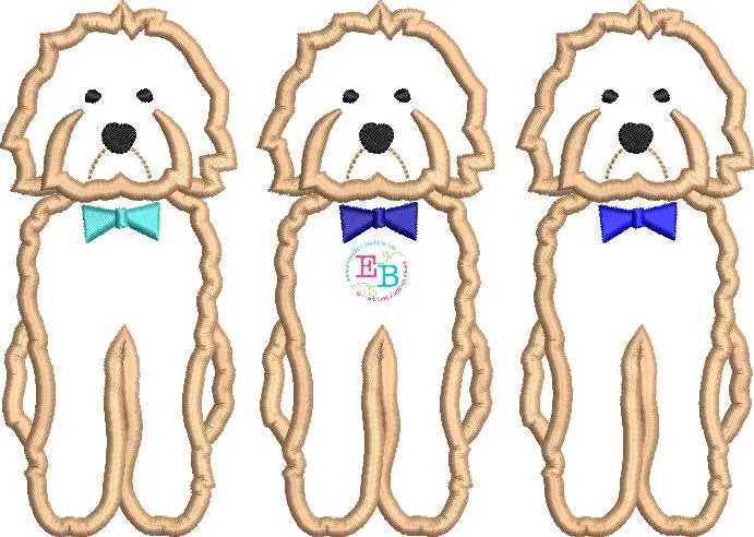 Doodle Bow Tie Trio Satin Applique