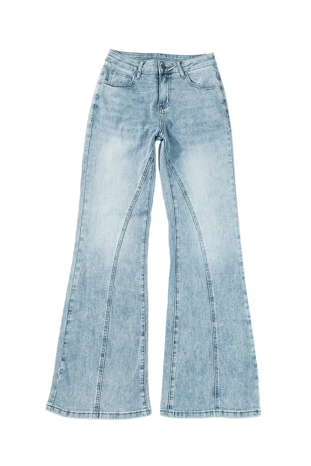 Dusk Blue Acid Wash Flared Leg Jeans