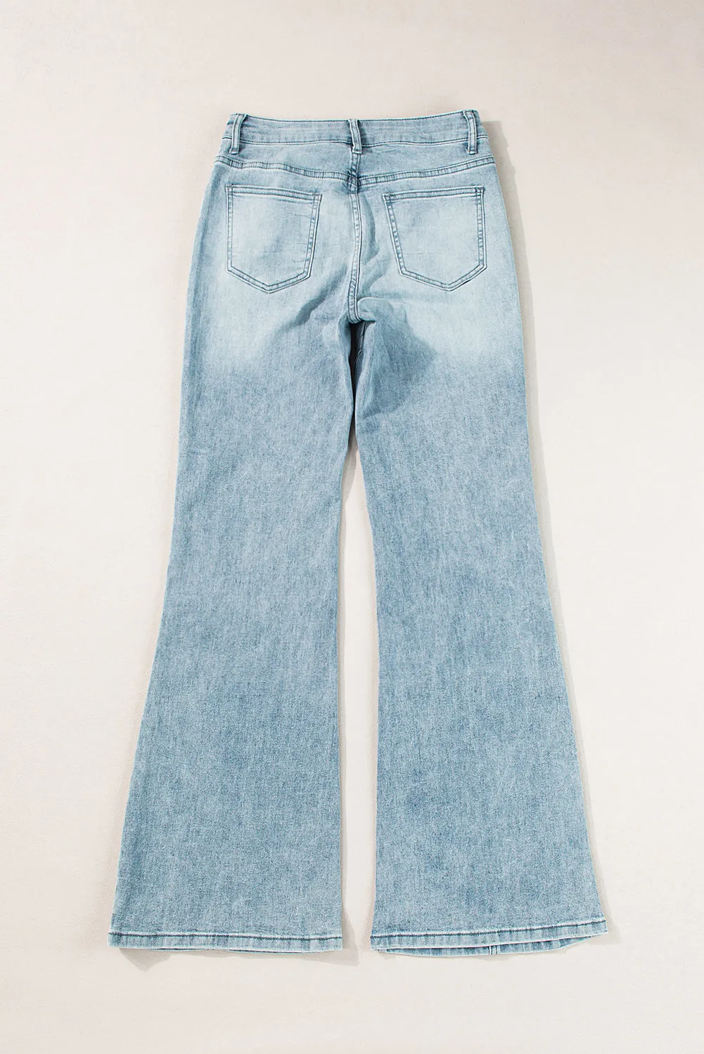 Dusk Blue Acid Wash Flared Leg Jeans