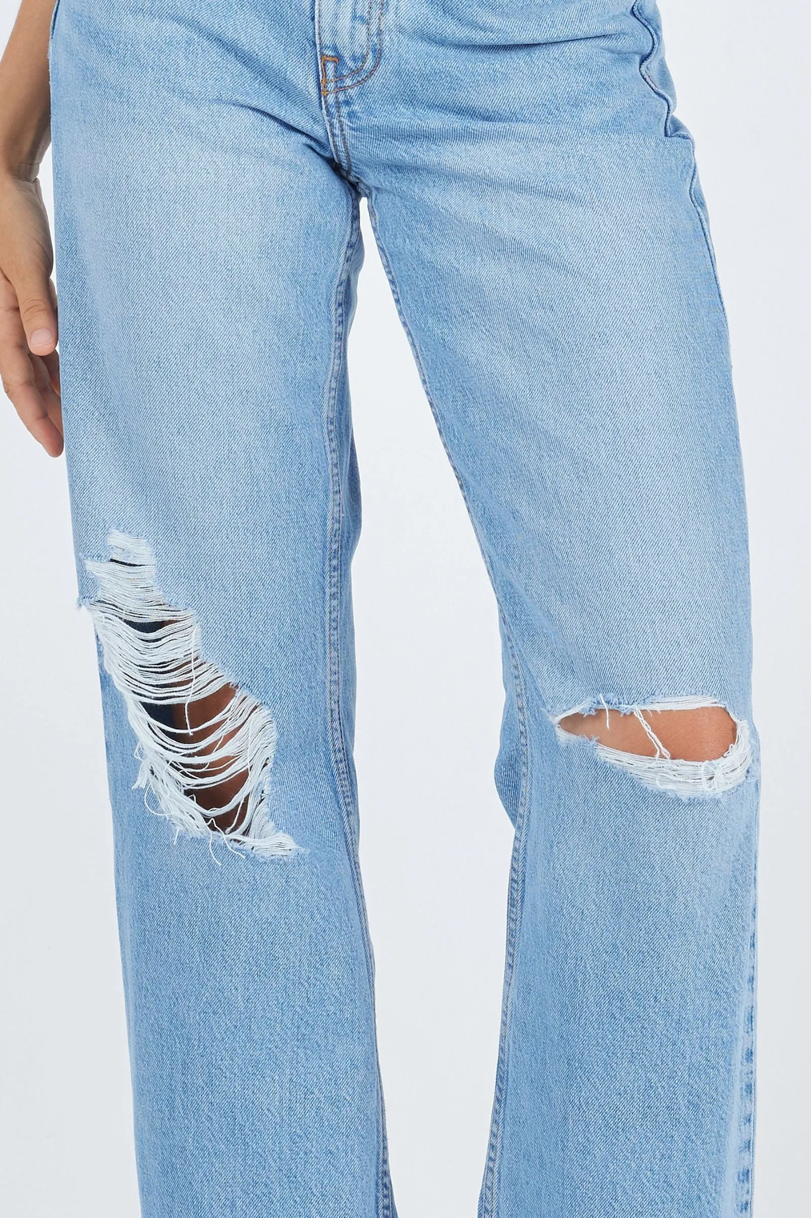 Echo Straight Jeans - Empress Sky Blue Rip