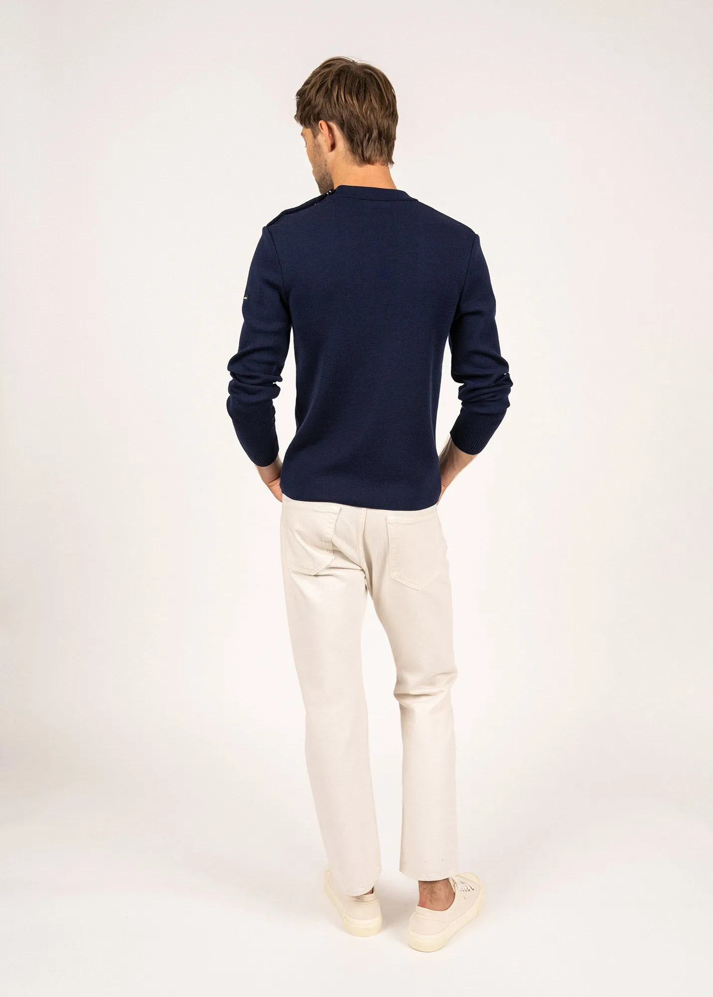 Estran wool sailor jumper - in thin knit, shoulder buttoning (INSIGNE)