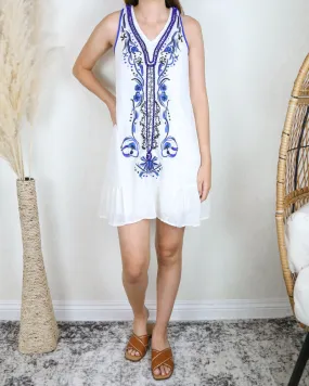 Ethereal Embroidered & Hand Beaded Bohemian Dress in Ivory