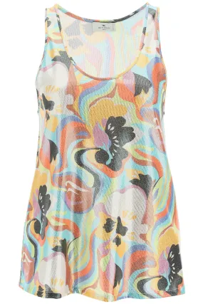 Etro floral top in laminated jersey