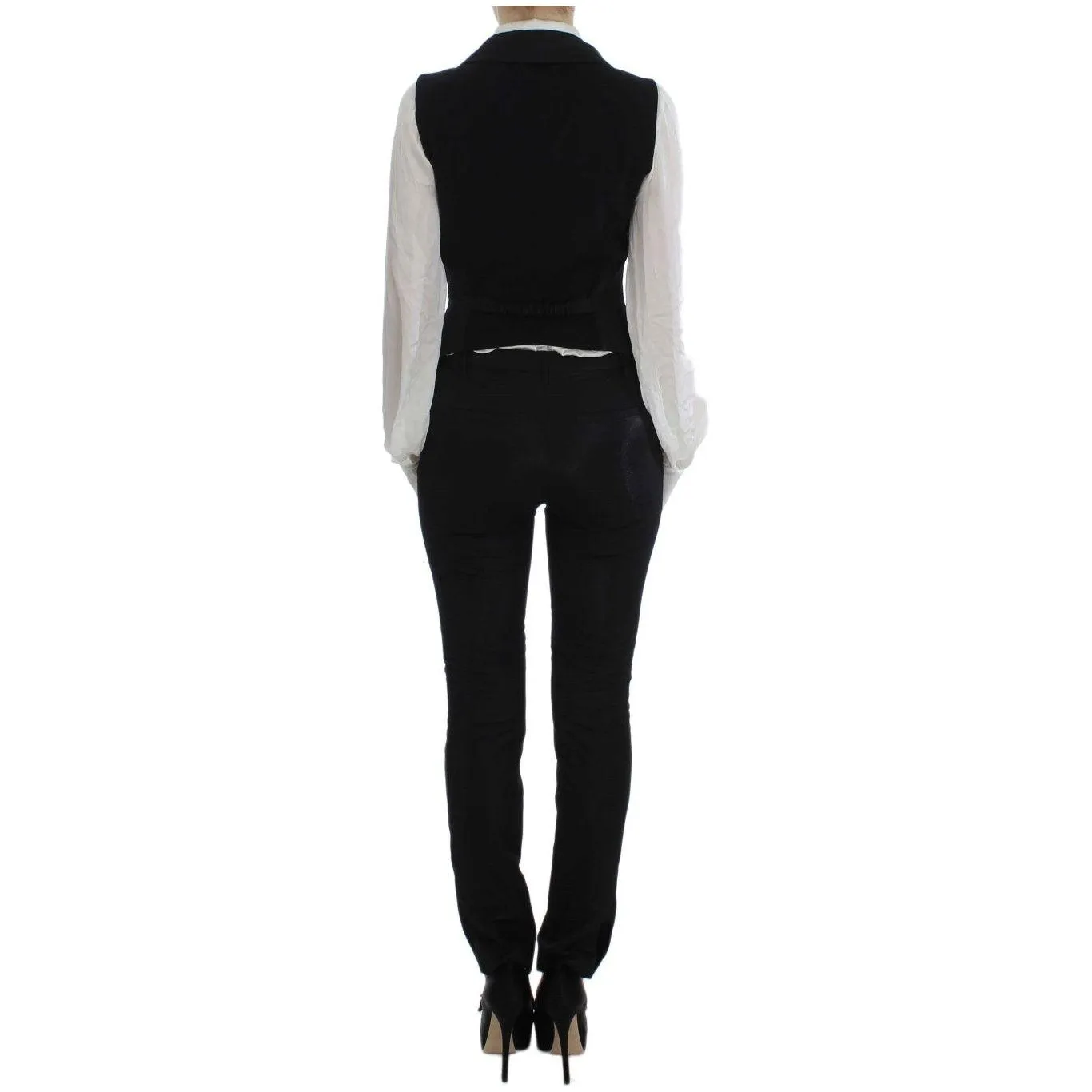 Exte Elegant Three-Piece Black Pants Suit