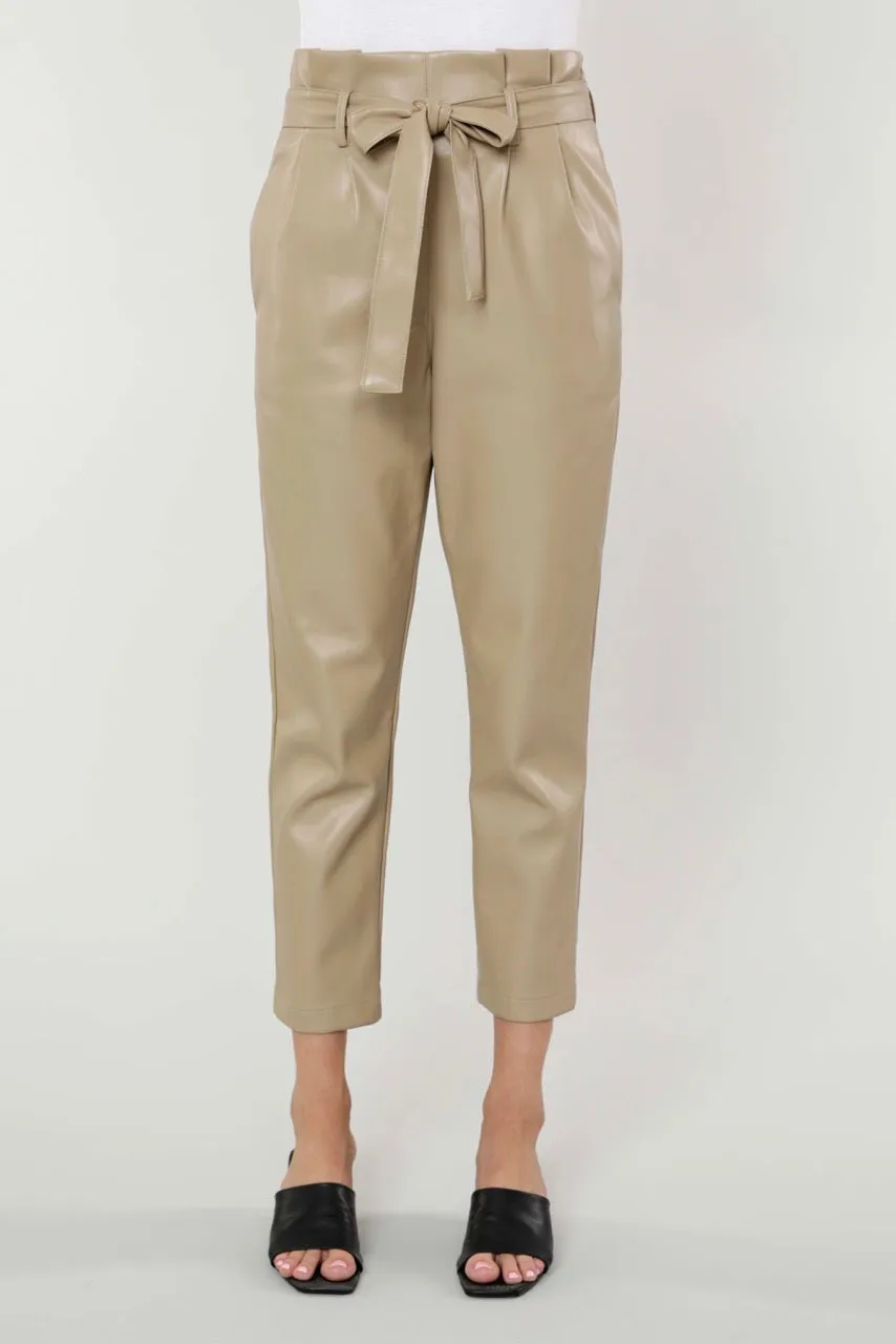 Faux Leather Paper Bag Pants