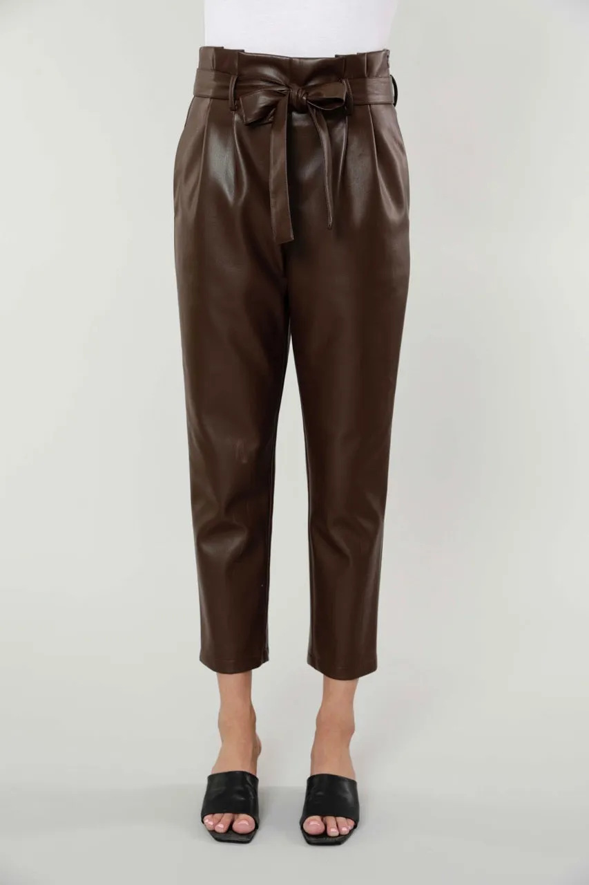 Faux Leather Paper Bag Pants