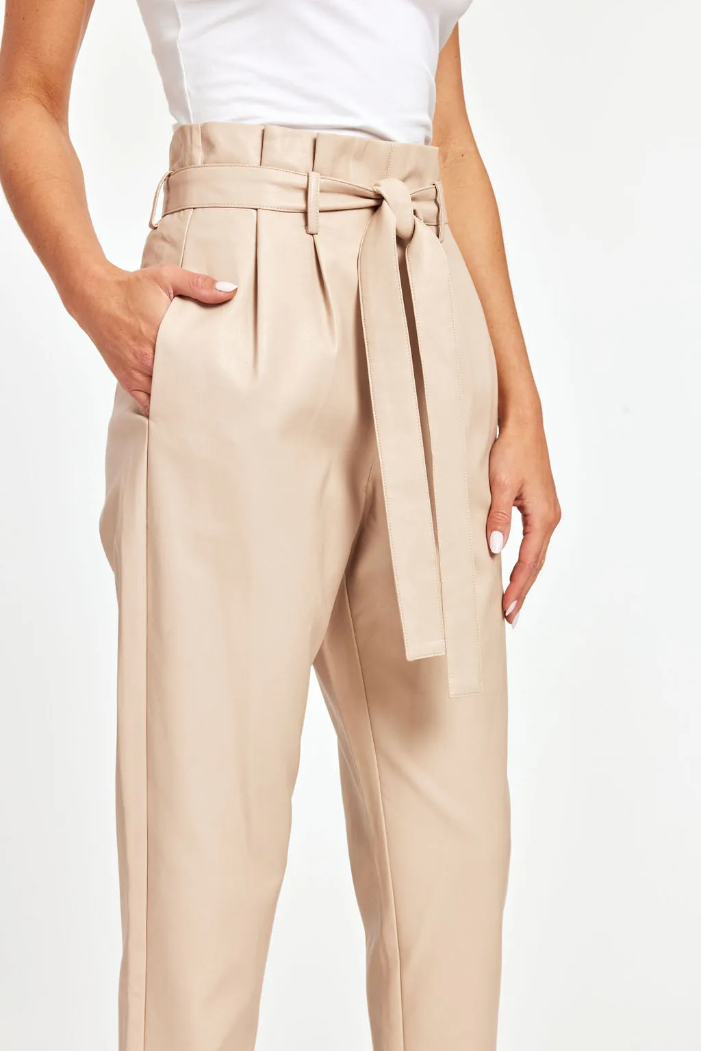 Faux Leather Paper Bag Pants