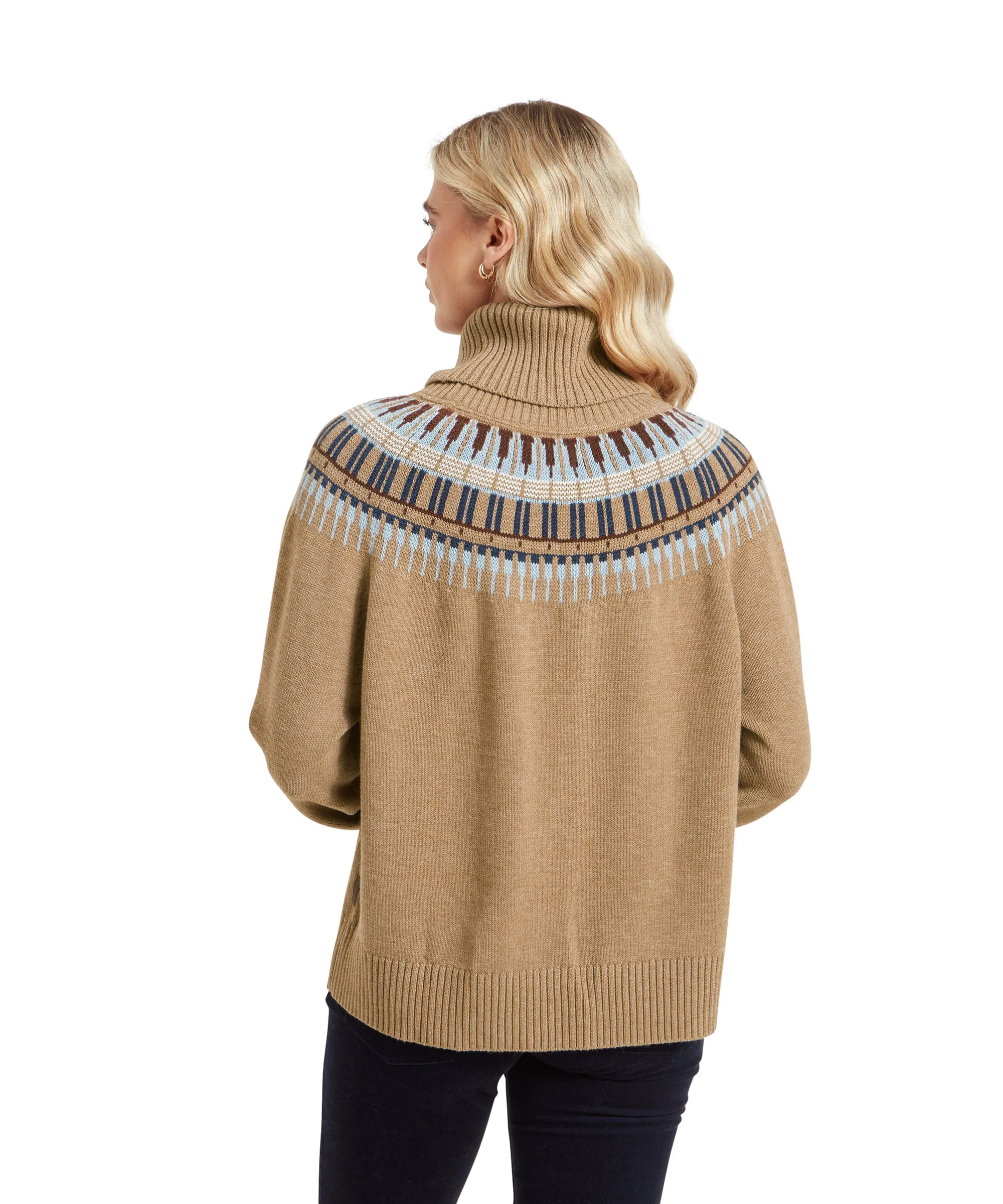 Filey Fairisle Roll Neck Jumper - Warm Sand