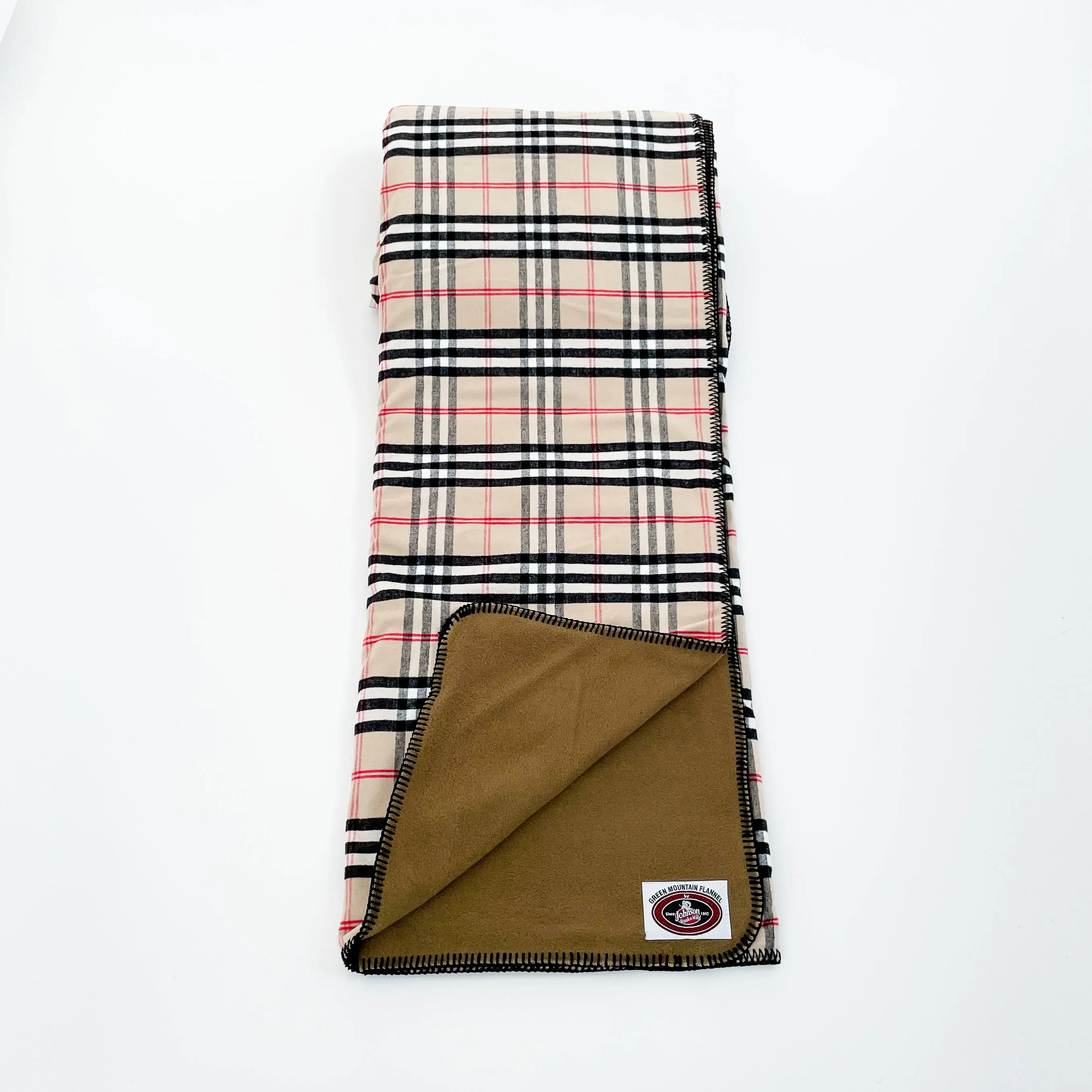 Flannel Throw - Tan Red & Black Tartan