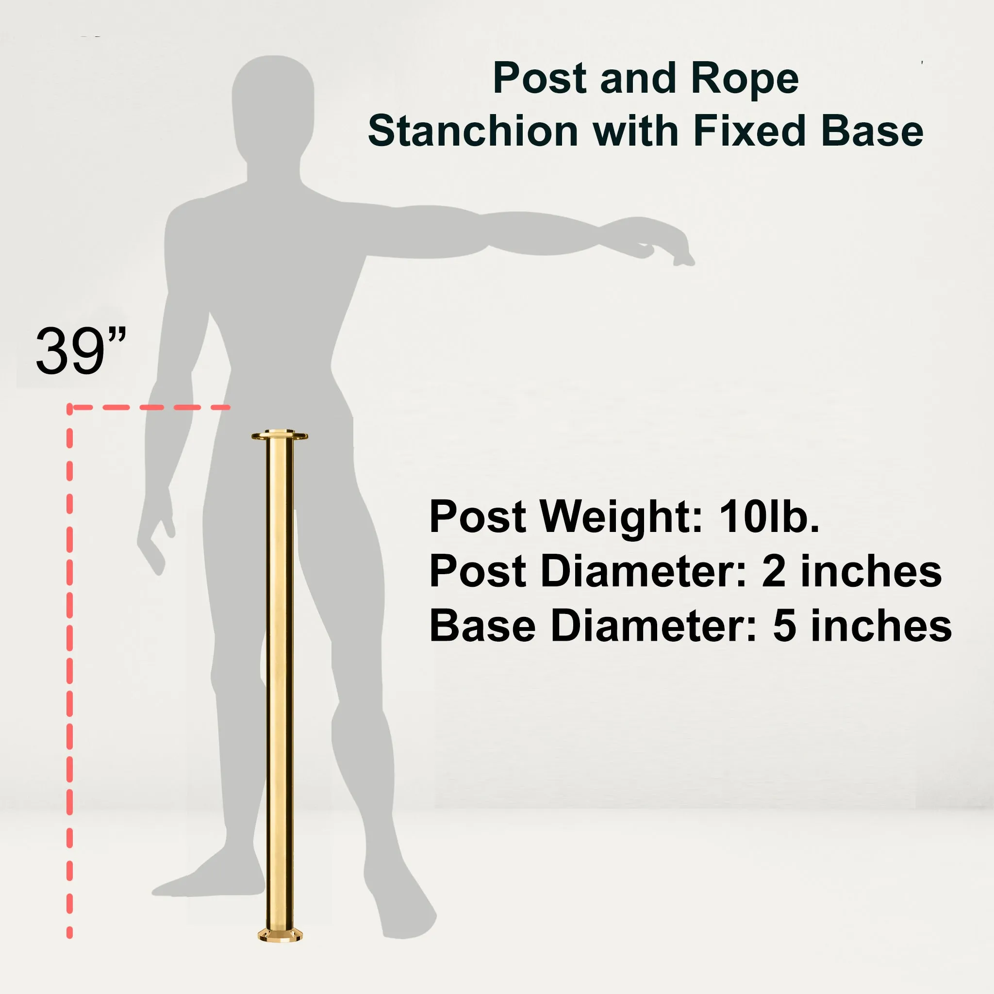 Flat Top Rope Stanchion with Fixed Base - Montour Line CXLineF