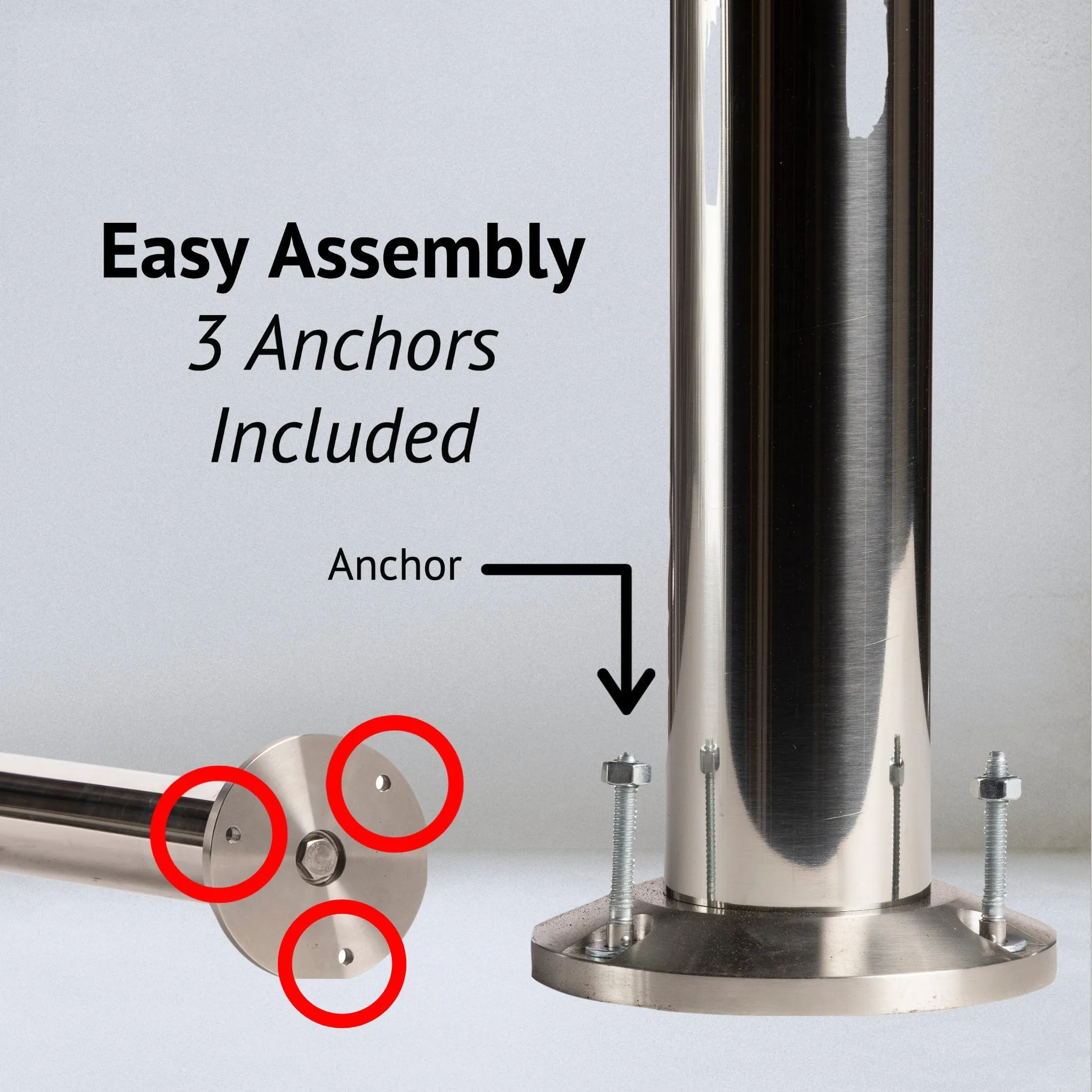 Flat Top Rope Stanchion with Fixed Base - Montour Line CXLineF