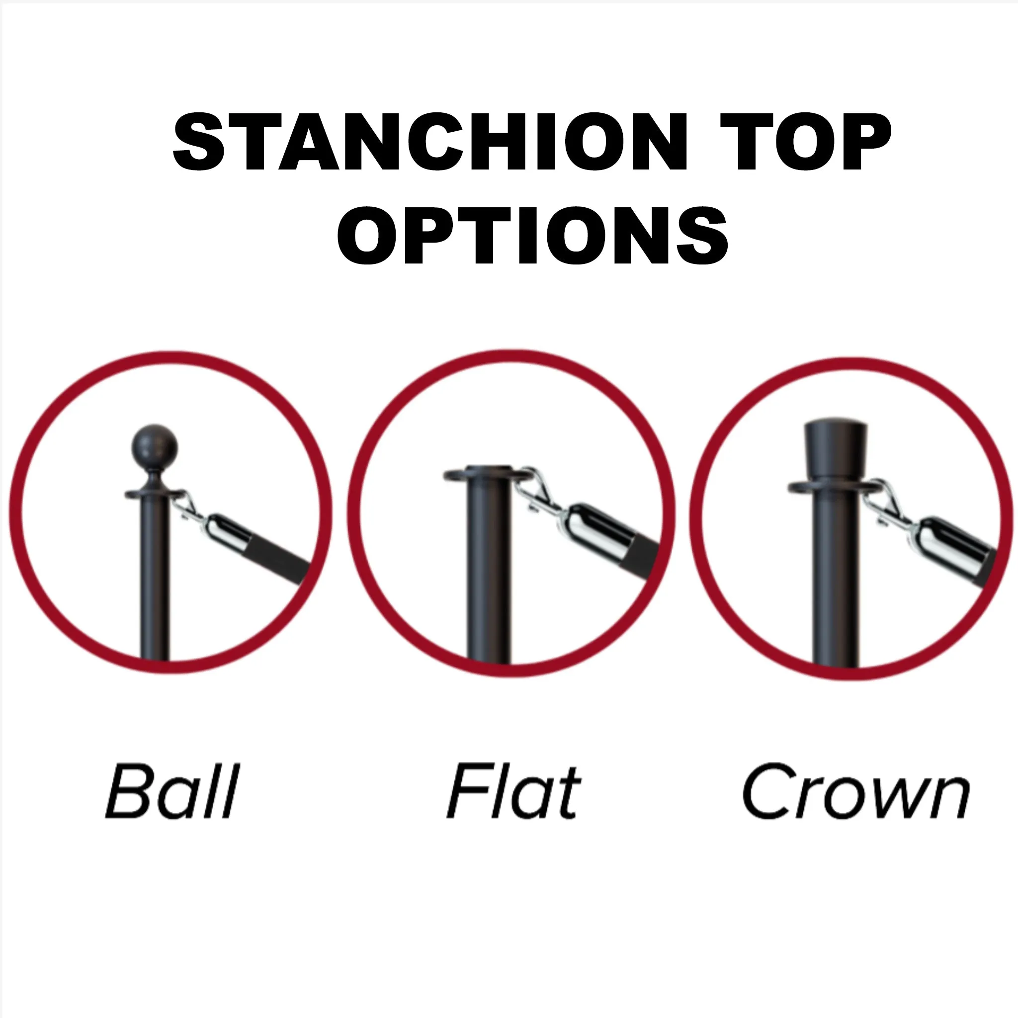 Flat Top Rope Stanchion with Fixed Base - Montour Line CXLineF