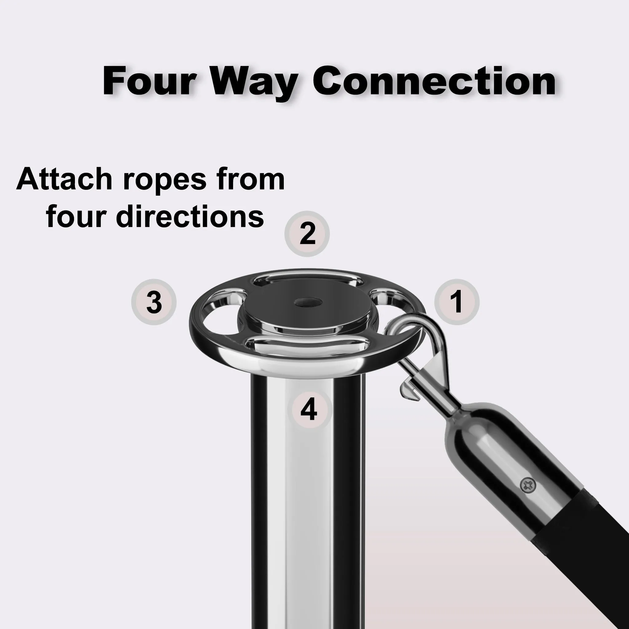 Flat Top Rope Stanchion with Fixed Base - Montour Line CXLineF