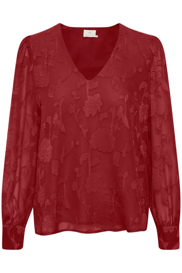 FLORAL LACE RED LINED BLOUSE