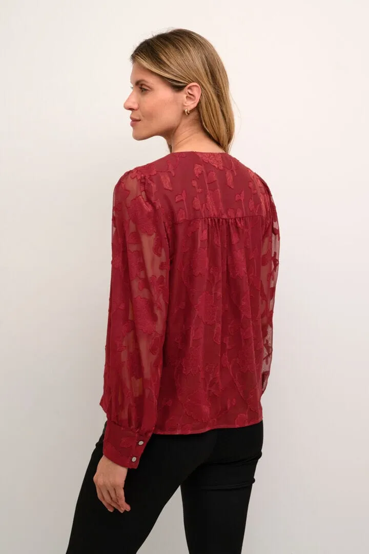 FLORAL LACE RED LINED BLOUSE