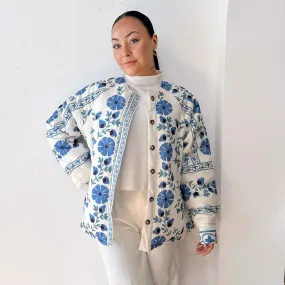 Floral Print Jacket with Belt