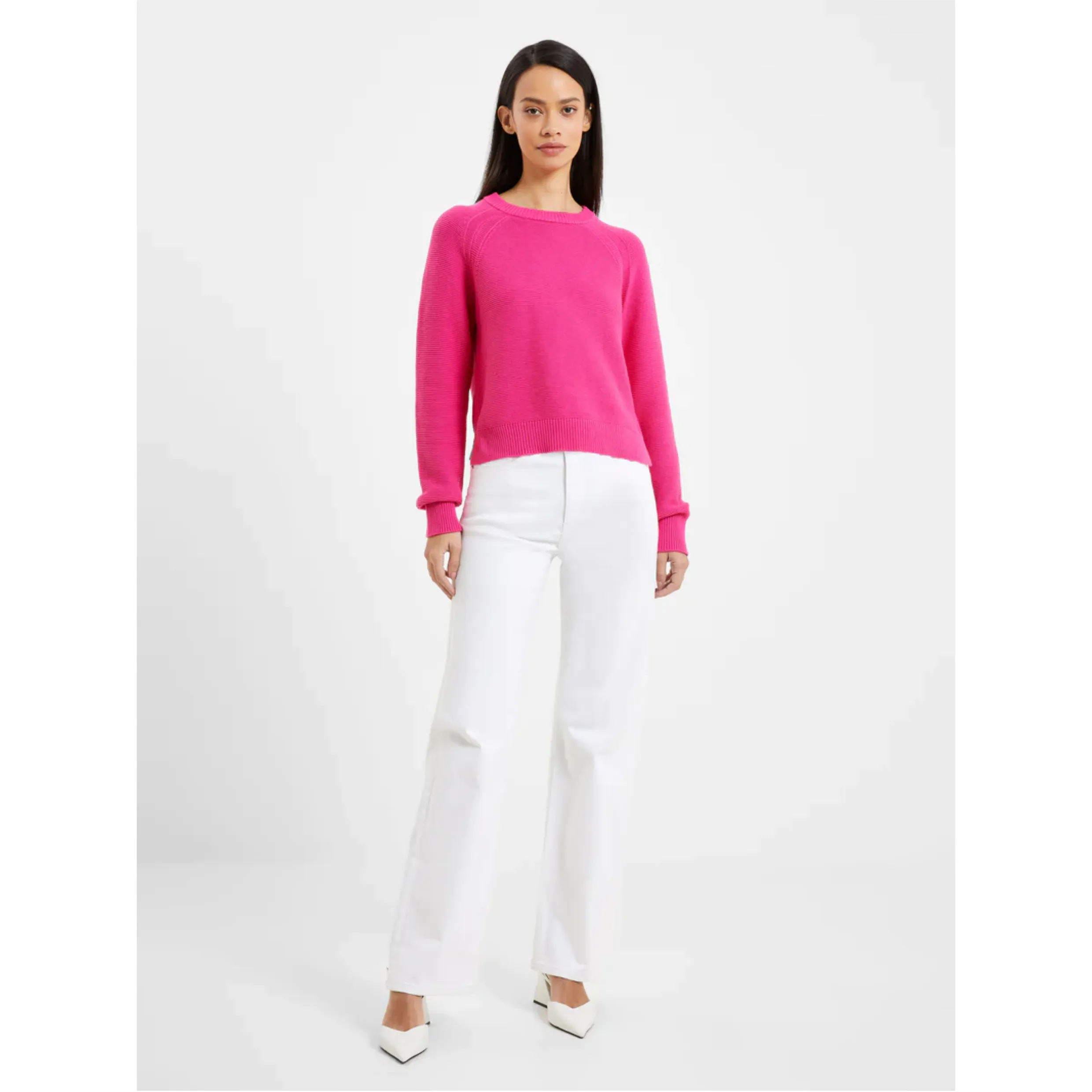 French Connection Lily Mozart Knit Crew Neck Jumper - Fuchsia