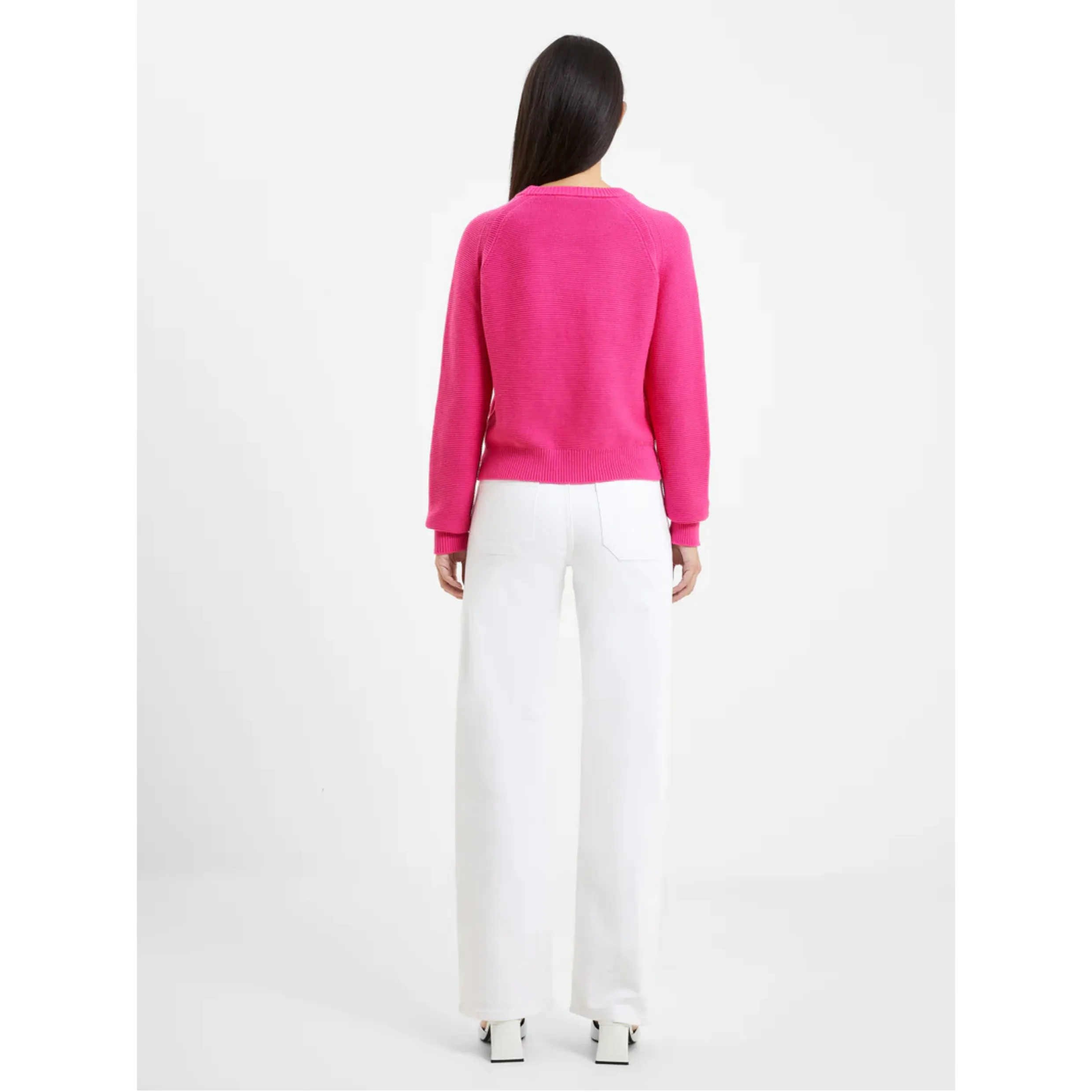 French Connection Lily Mozart Knit Crew Neck Jumper - Fuchsia