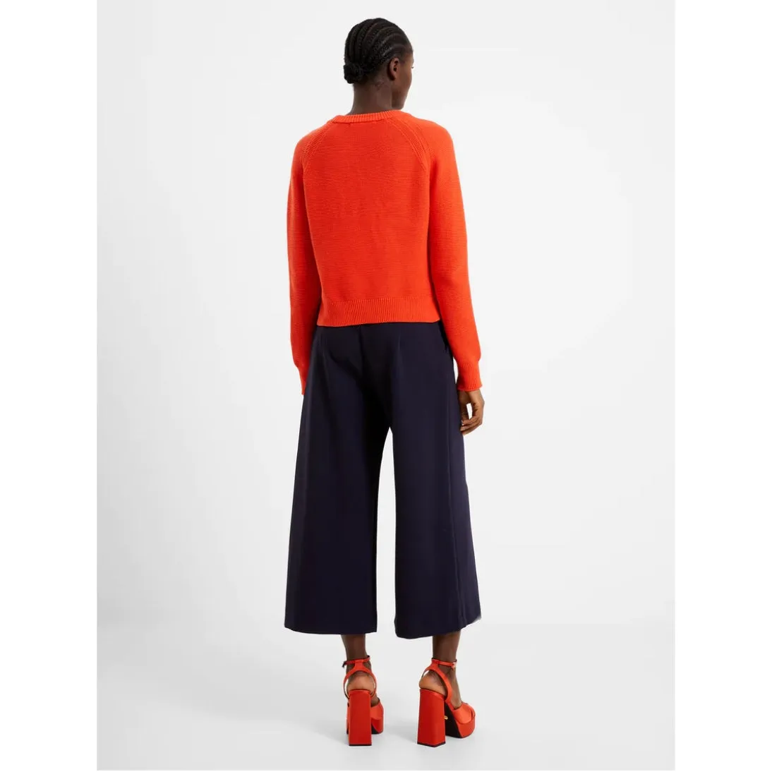 French Connection Lily Mozart Knit Crew Neck Jumper - Mandarin