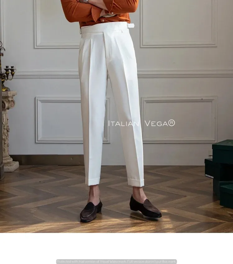 Frost White Classic Buckle Gurkha Pants by Italian Vega®