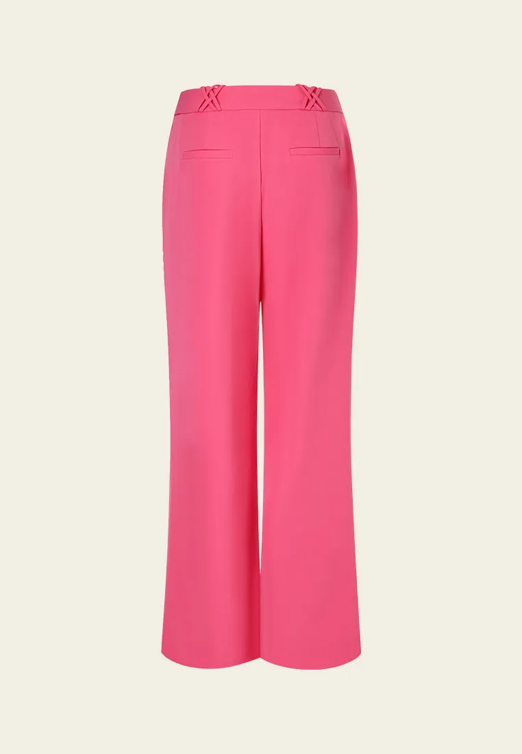 Fuchsia Pleated Wide-leg Pants