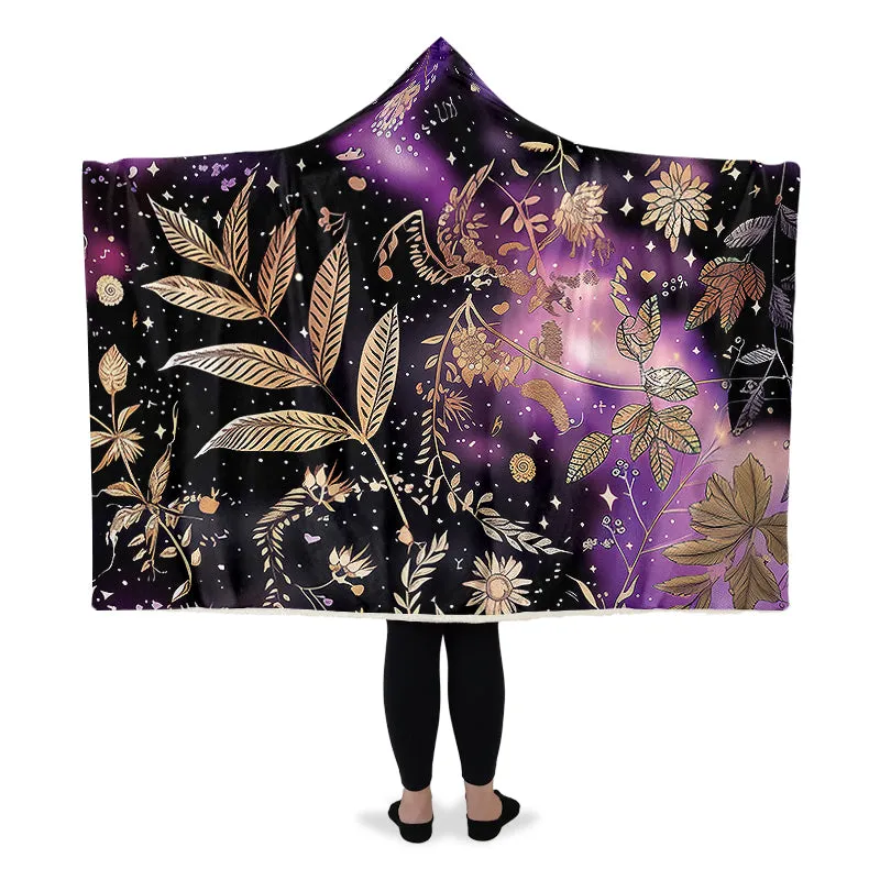 Galactic Bloom Hooded Blanket - Cozy and Warm Wrap-around Blanket with Vegan Fur Lining and Hood