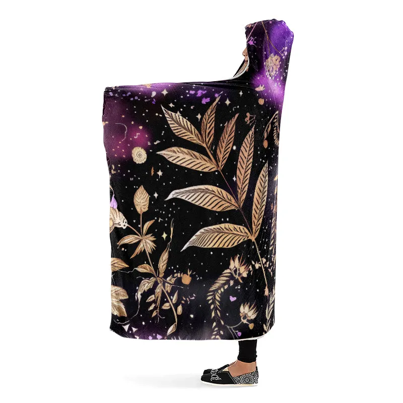 Galactic Bloom Hooded Blanket - Cozy and Warm Wrap-around Blanket with Vegan Fur Lining and Hood