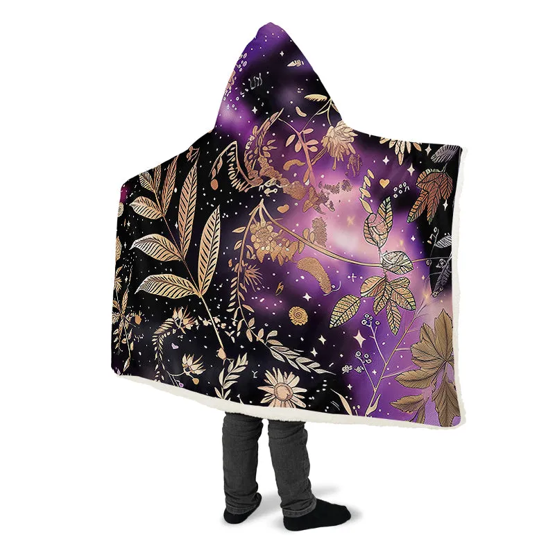 Galactic Bloom Hooded Blanket - Cozy and Warm Wrap-around Blanket with Vegan Fur Lining and Hood