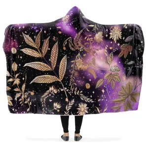 Galactic Bloom Hooded Blanket - Cozy and Warm Wrap-around Blanket with Vegan Fur Lining and Hood