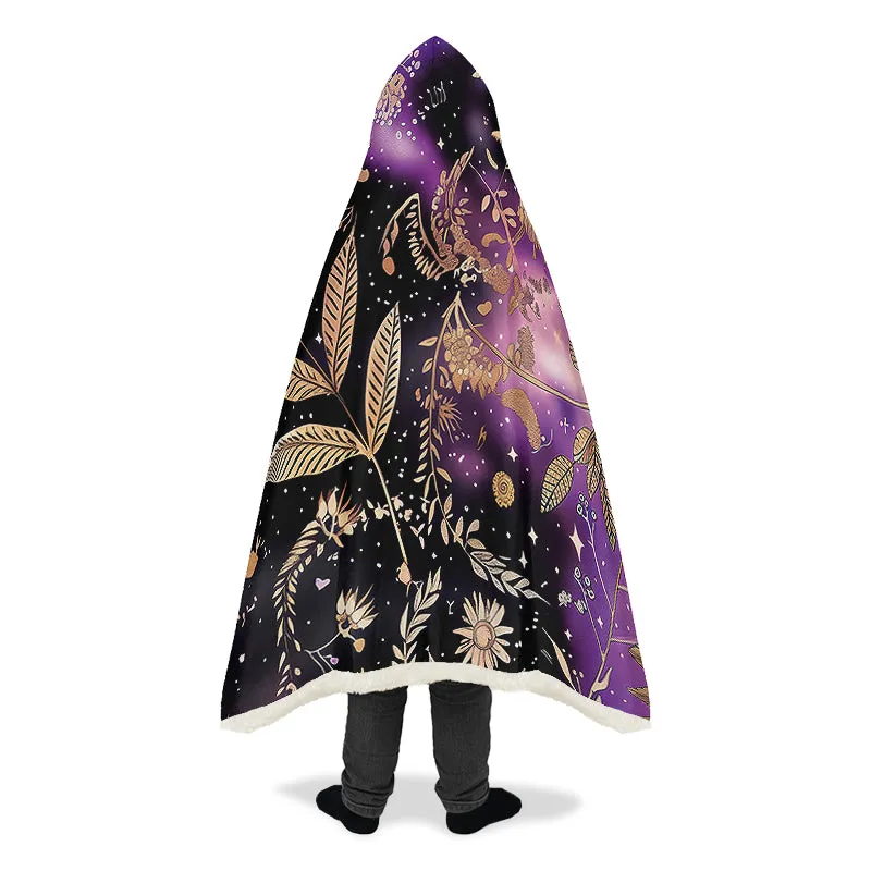 Galactic Bloom Hooded Blanket - Cozy and Warm Wrap-around Blanket with Vegan Fur Lining and Hood