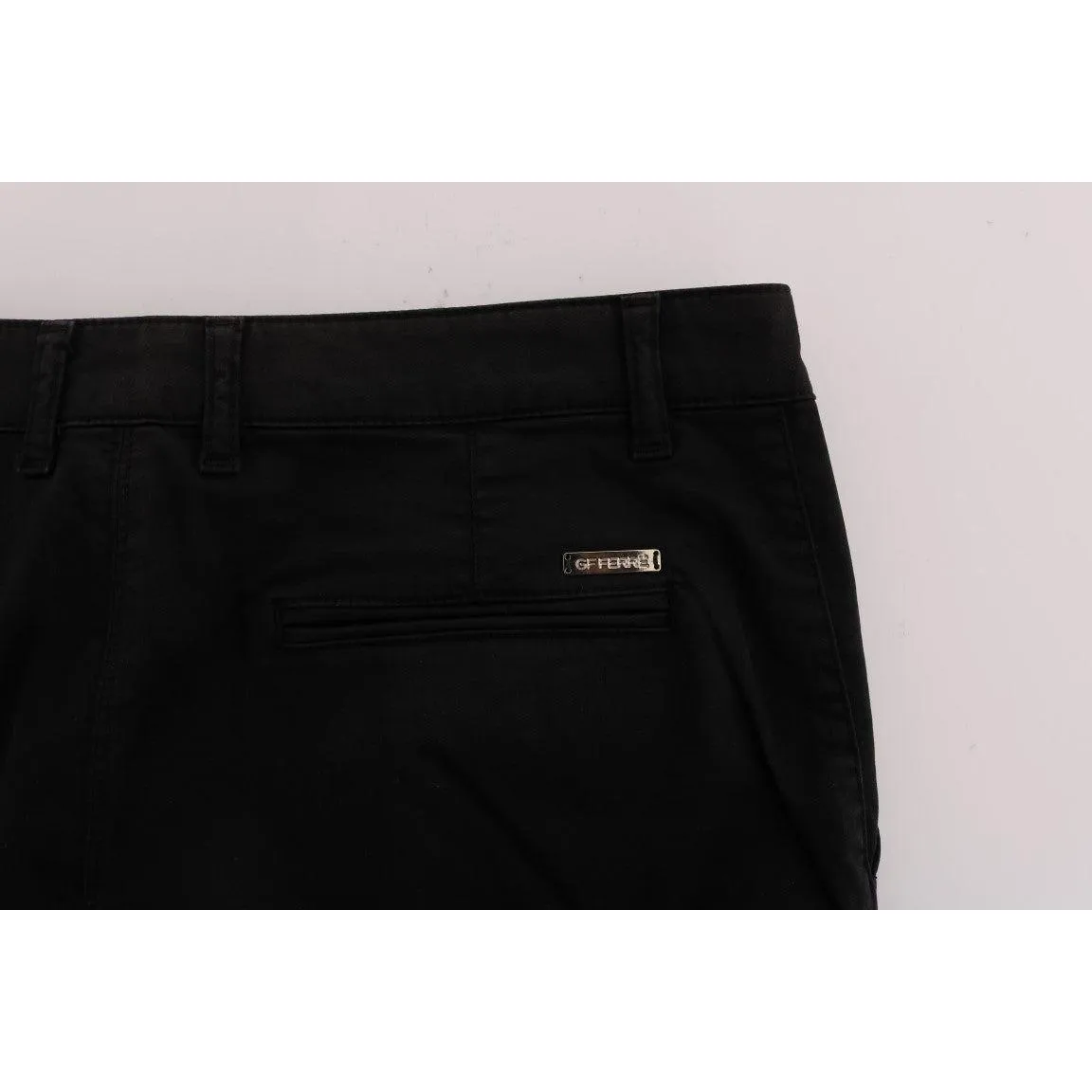 GF Ferre Elegant Slim Fit Black Cotton Trousers