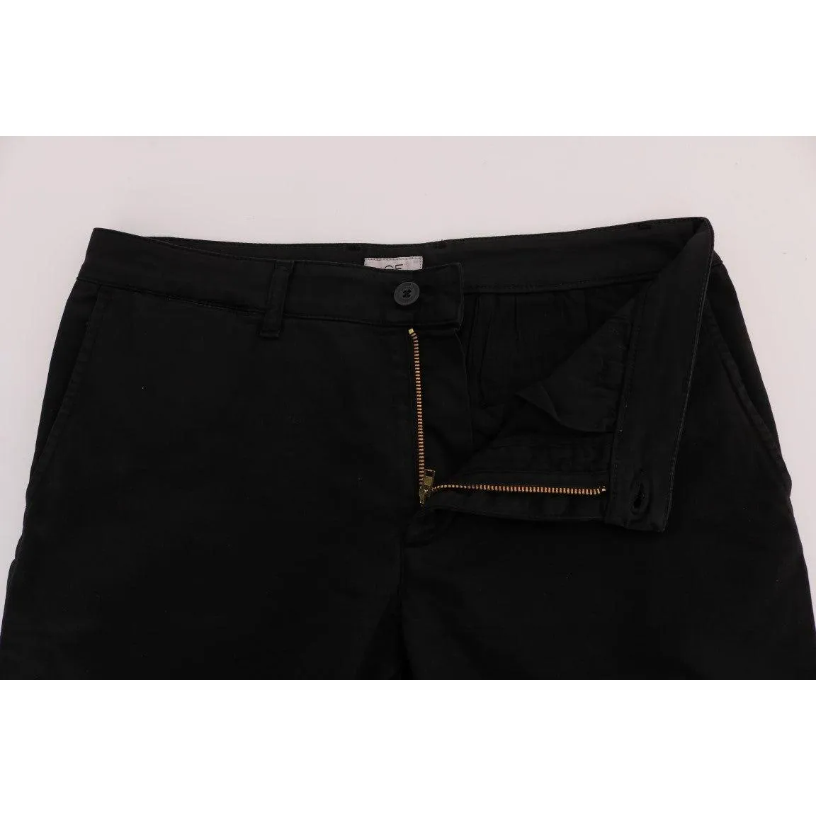 GF Ferre Elegant Slim Fit Black Cotton Trousers