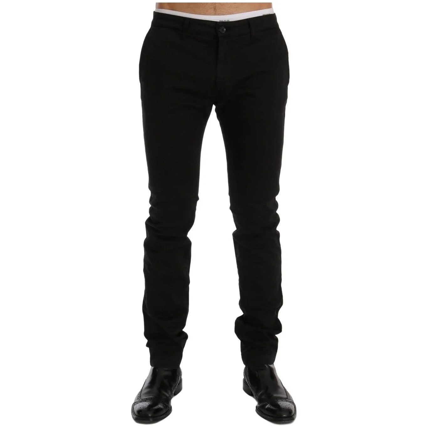 GF Ferre Elegant Slim Fit Black Cotton Trousers