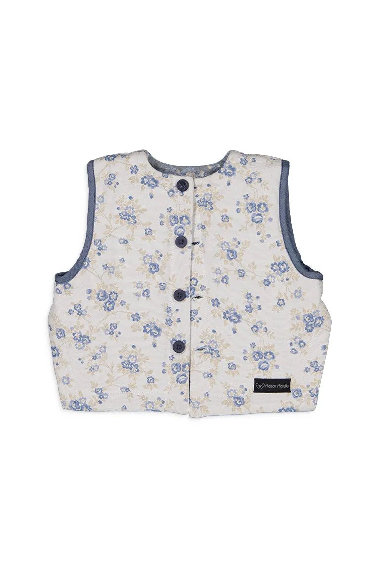 Gilet Bellechasse   Fleurs Bleu Révérsible  - Bleu