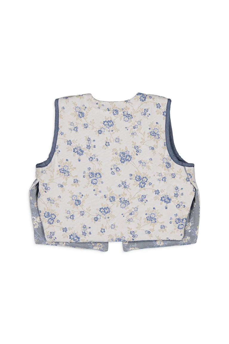 Gilet Bellechasse   Fleurs Bleu Révérsible  - Bleu