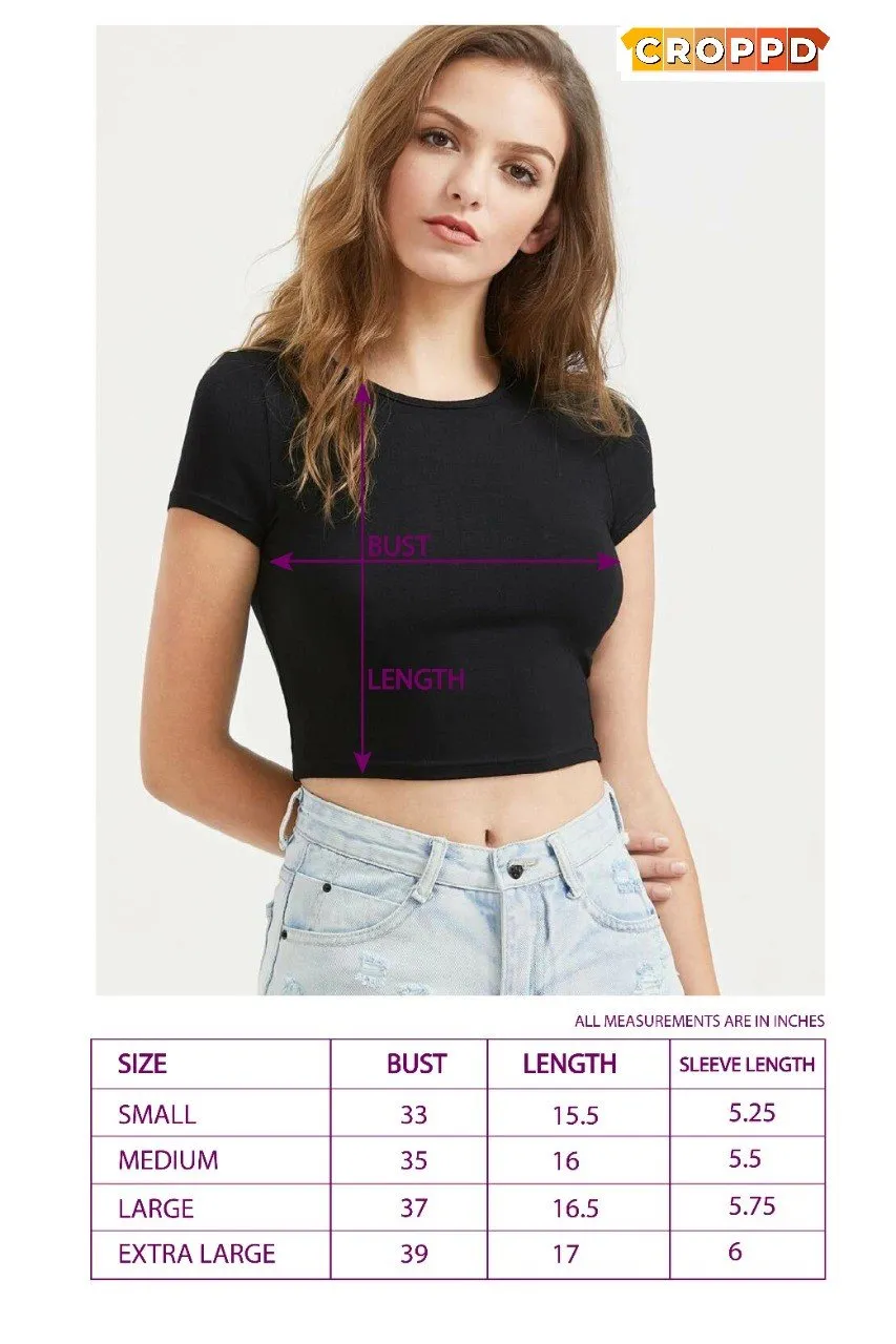 Girl Power Minimastic Print Black Crop Top