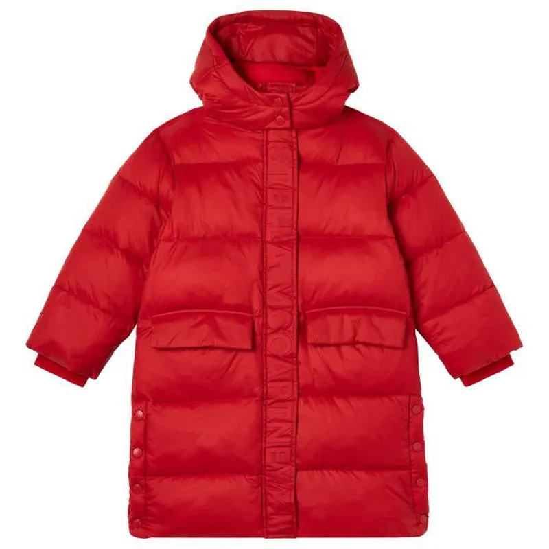 Girls Red Hooded Puffer Coat