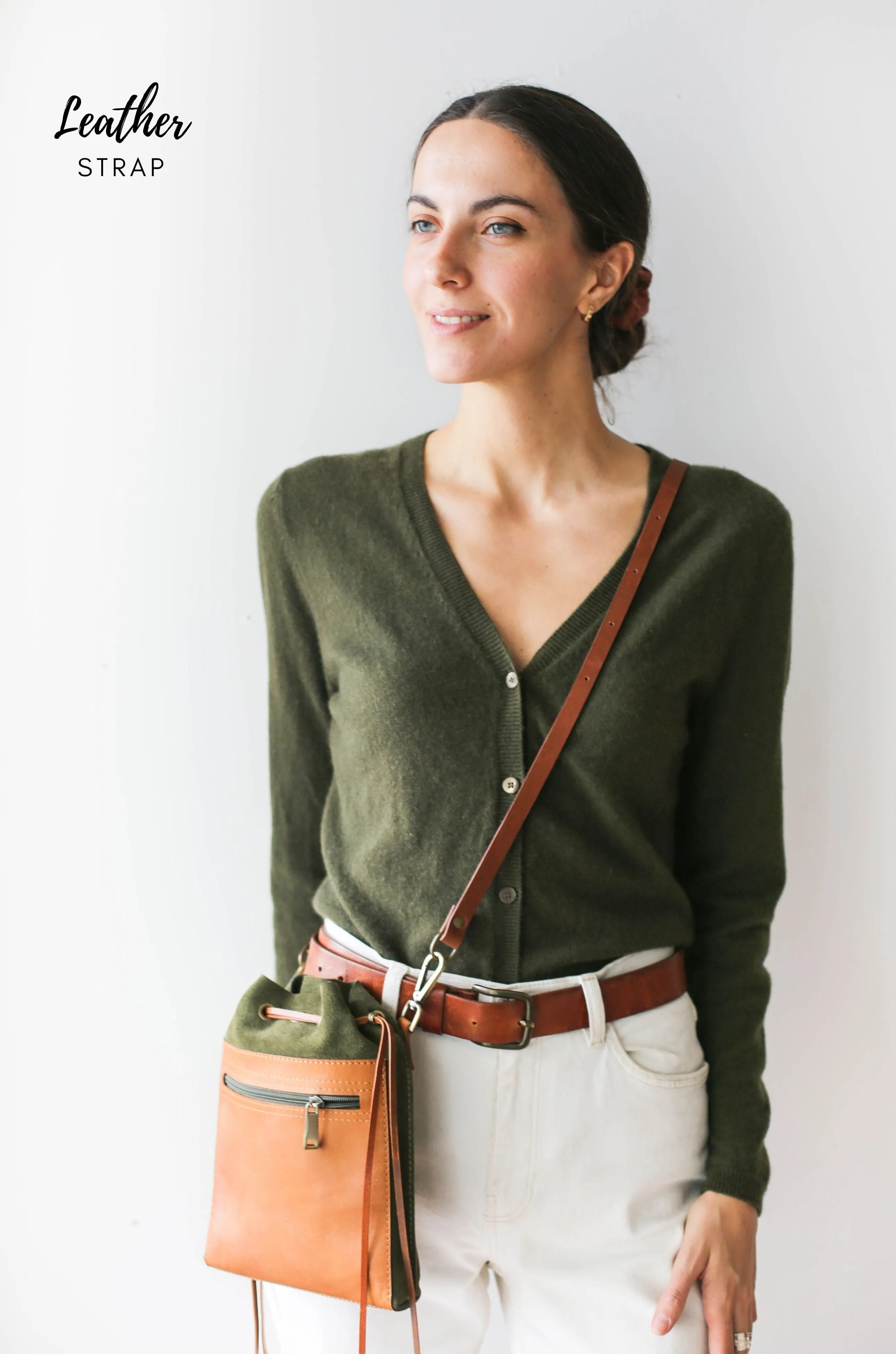 Green Designer Mini Bag - leather purse crossbody (dual color)