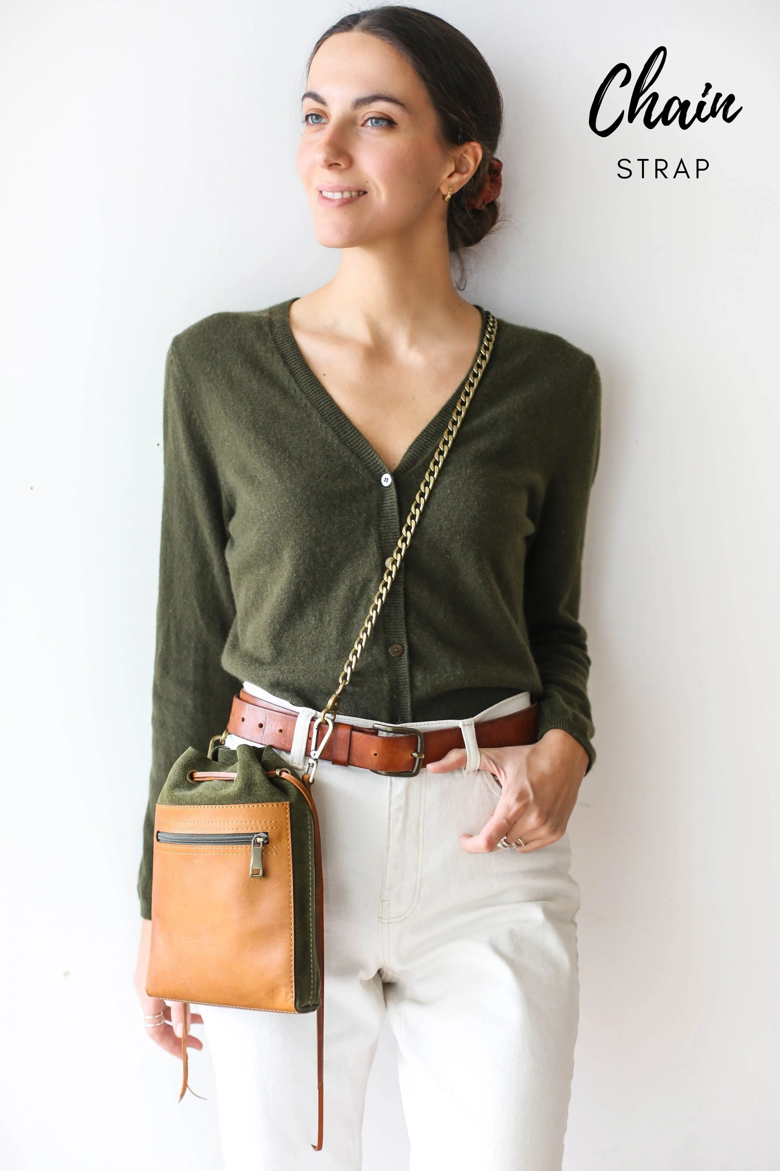 Green Designer Mini Bag - leather purse crossbody (dual color)