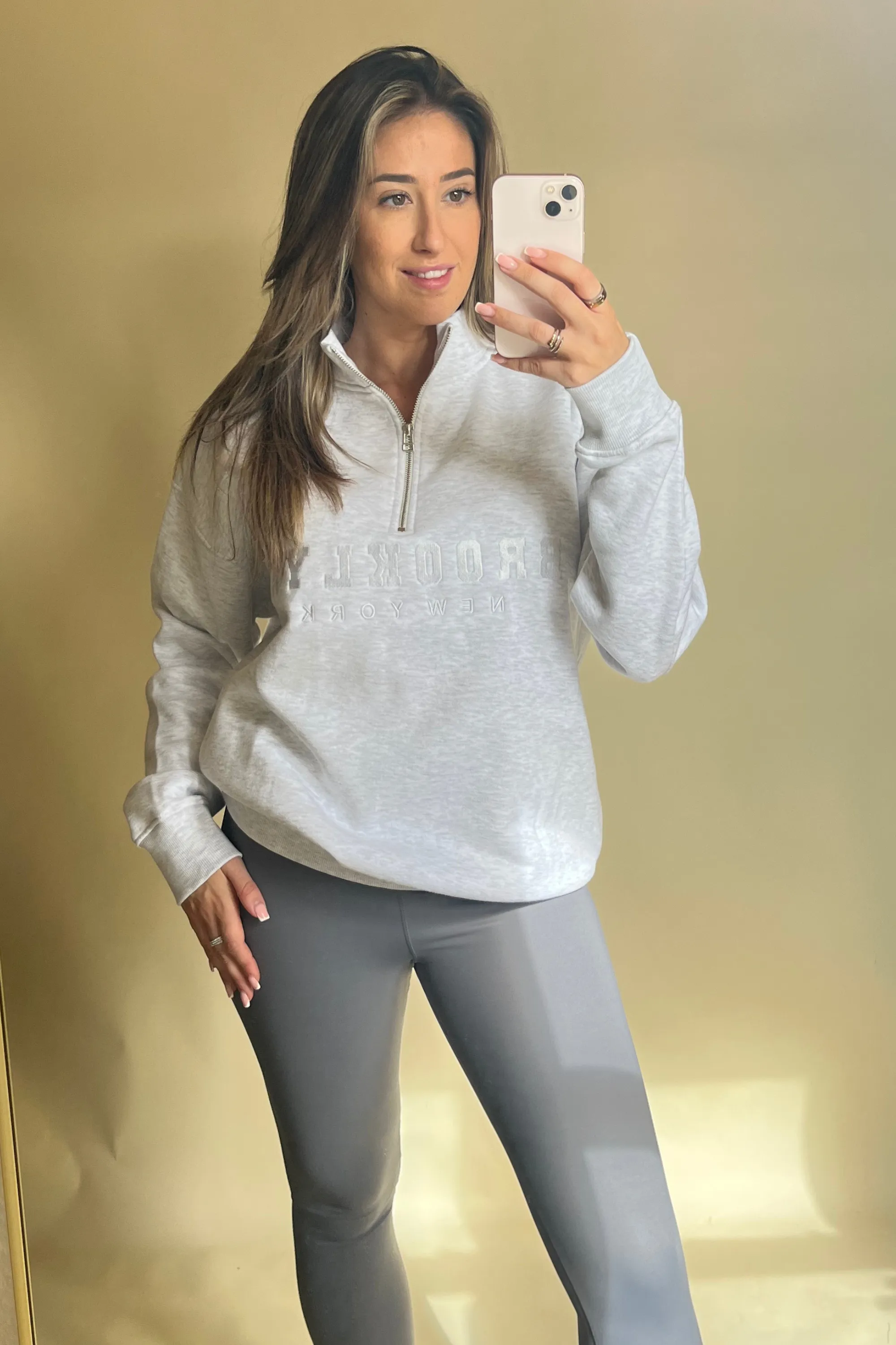 Grey Brooklyn Half Zip Relaxed Fit Sweatshirt