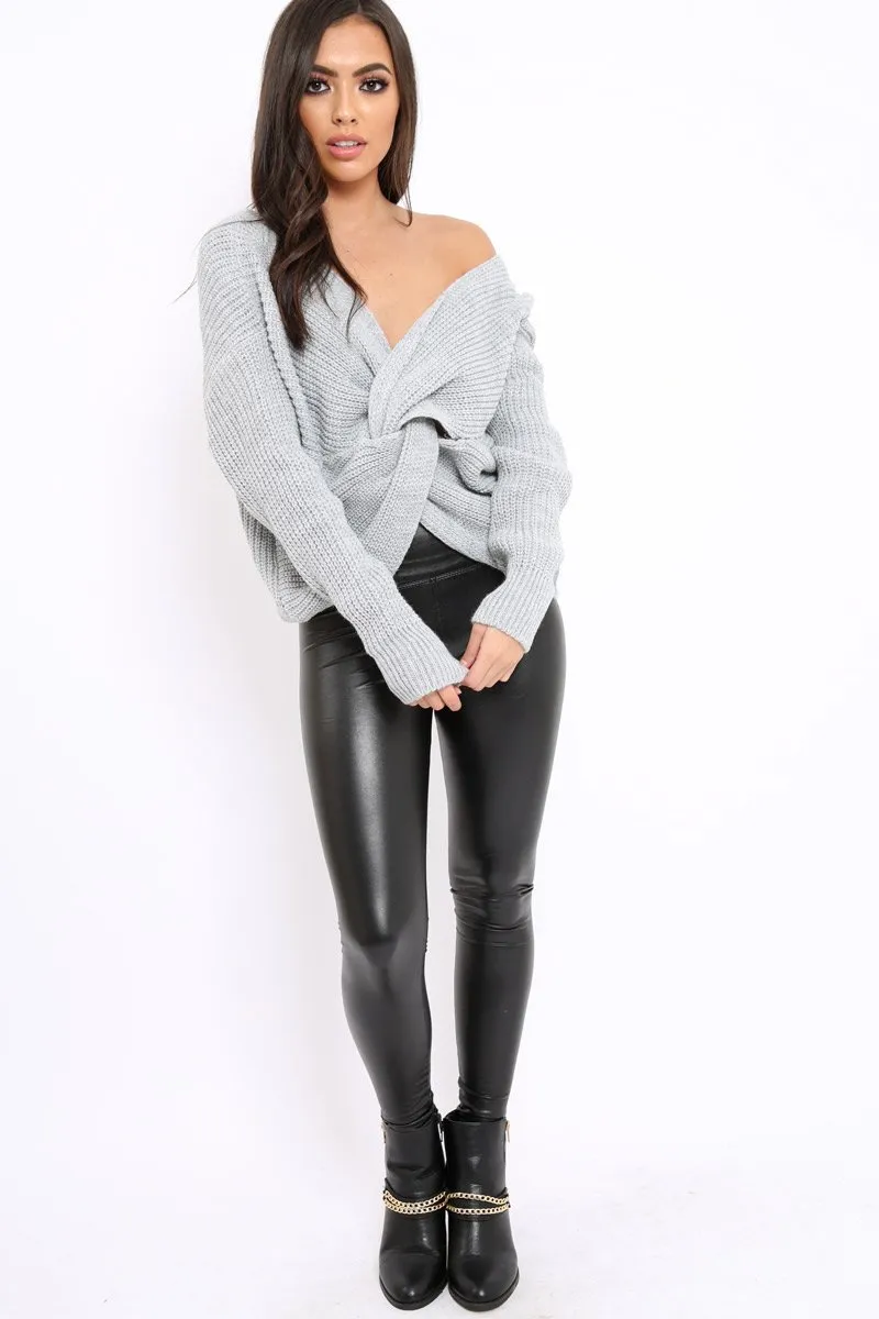 Grey Knot Knit Jumper - Kerri