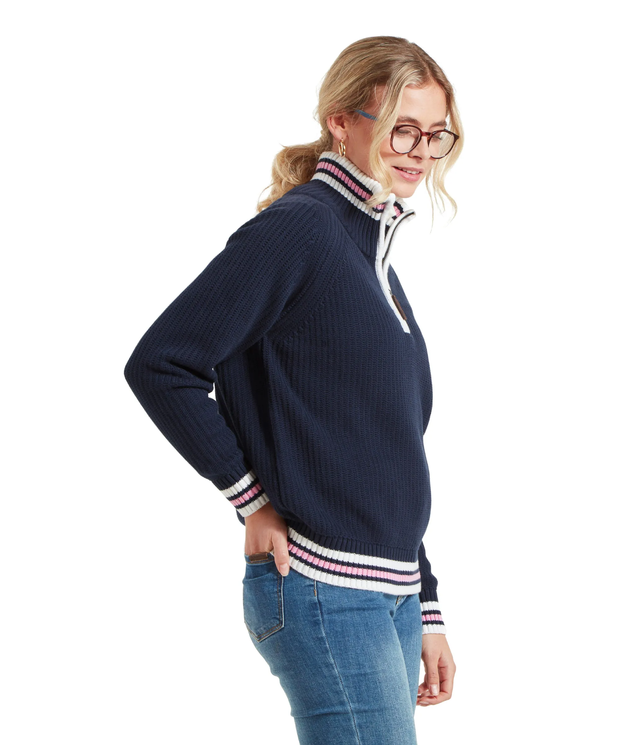 Havelet Bay Quarter Zip Jumper - Navy