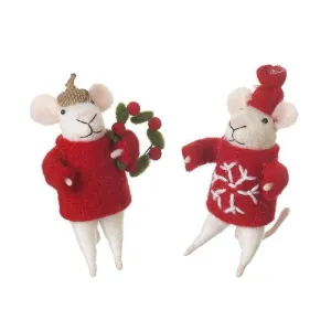 Heaven Sends Set of 2 Standing Mice Christmas Decorations