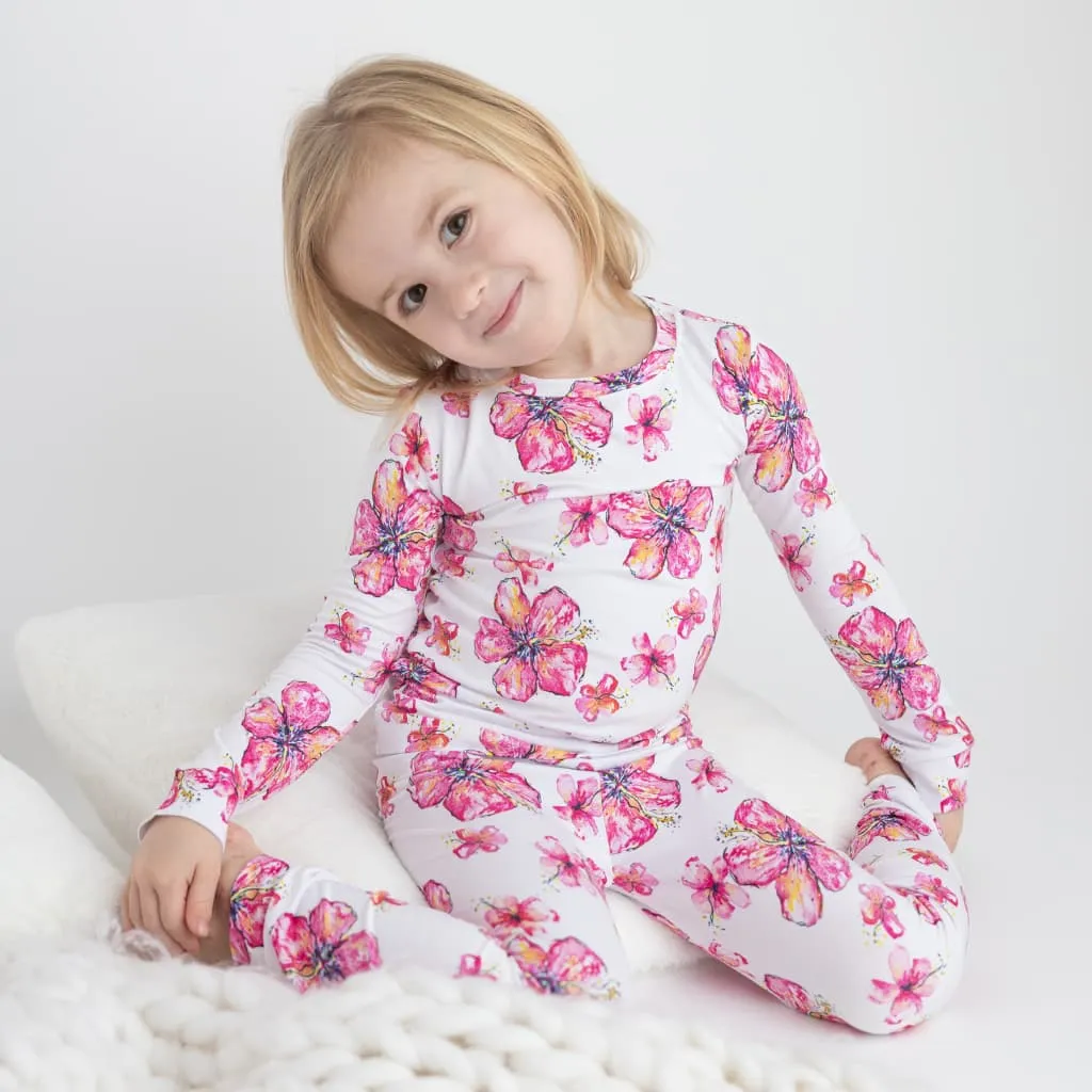 Hibiscus Kiss Long Bamboo Pajamas