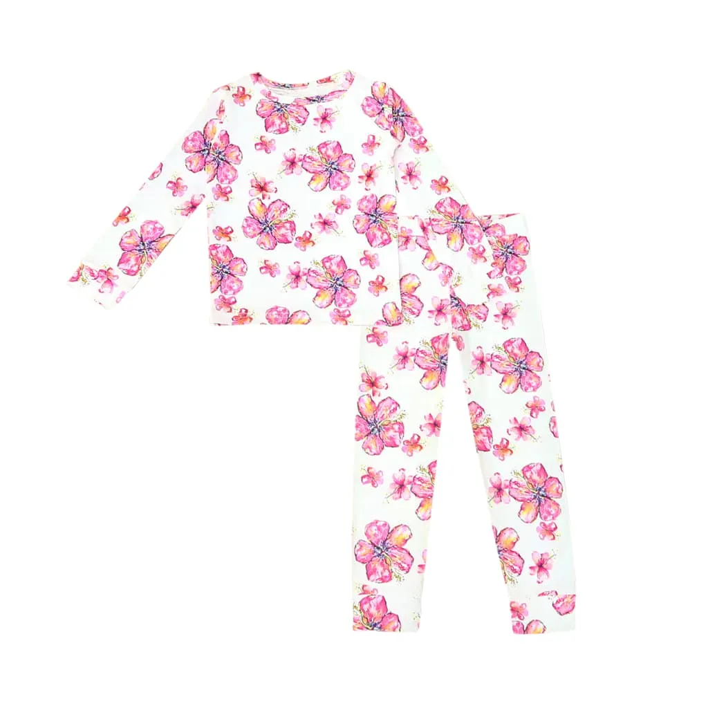 Hibiscus Kiss Long Bamboo Pajamas