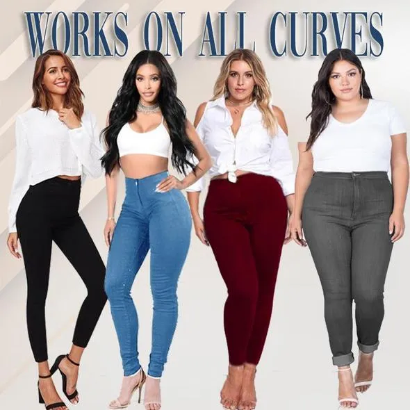 High Waist Tummy Booty Slimming Butt Lift Plus-Size Denim Jeans