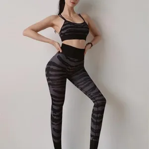 High Waist Zebra Pattern Fitness Sports Leggings