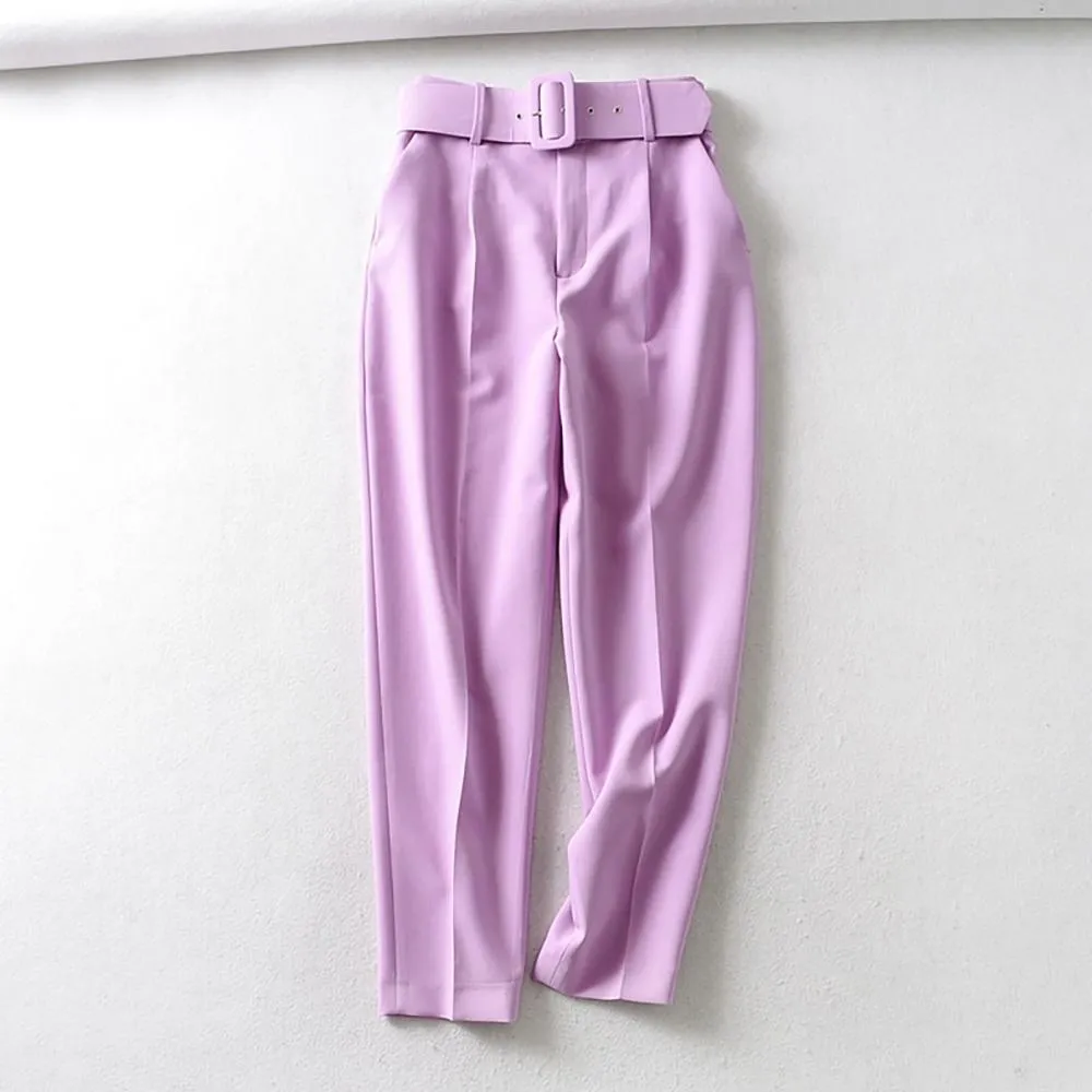 Hip and Trendy High Waist Belted Suit Pants